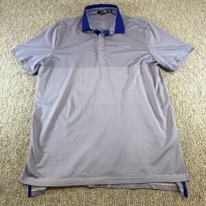 RLX Ralph Lauren Polo Shirt Mens Large Blue White Striped Golf Performance L